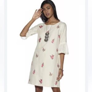 Bombay Paisley Embroidered Dress Cotton/Linen Dress Size Small